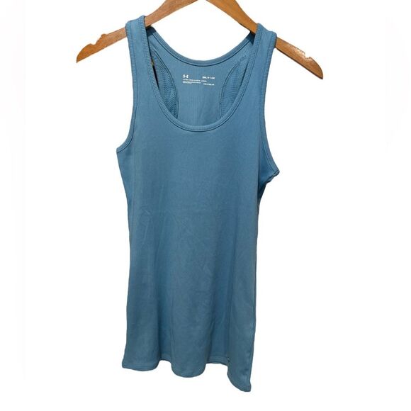 Women’s Under Armour Heat Gear Fitted Tank Light Blue Small NWT - Picture 1 of 4